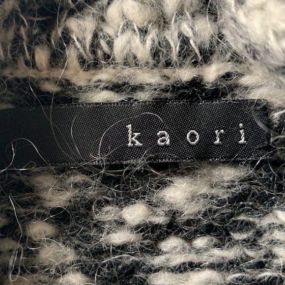 Hand knit designer wool mohair blend cardigan - Picture 2 of 5